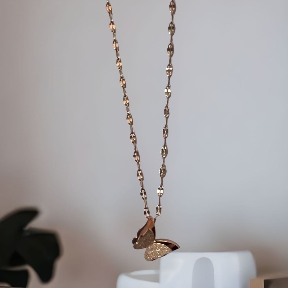Titanium Butterfly Necklace-         Rose Gold Plated